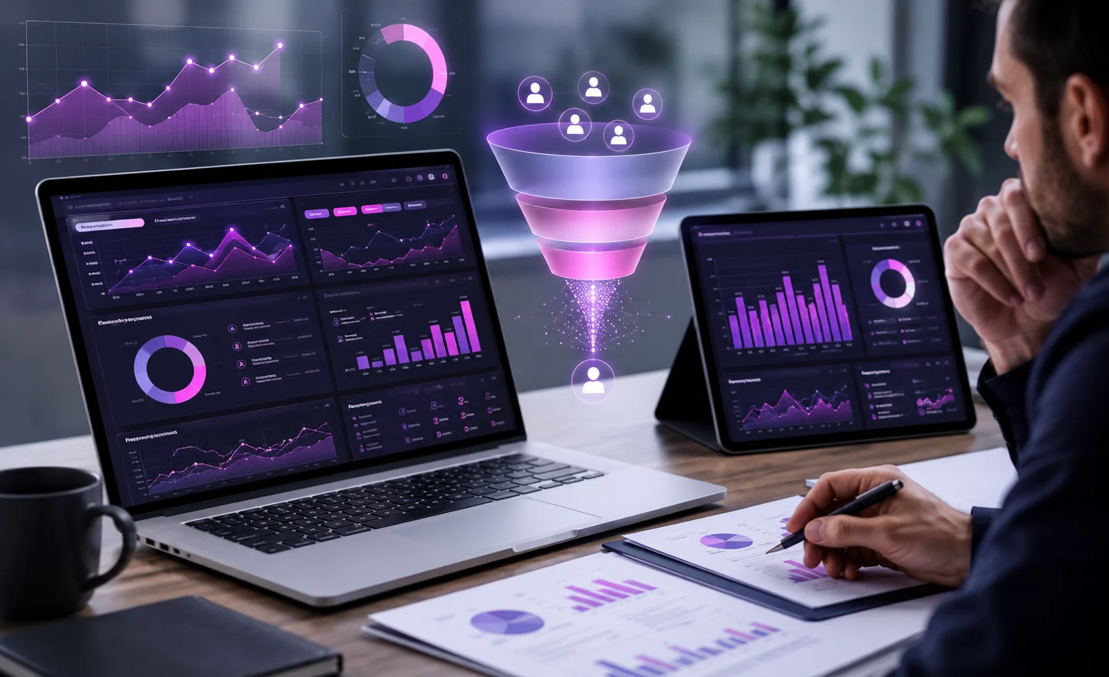 Panel de métricas de Google Ads con coste por lead, conversiones y rentabilidad