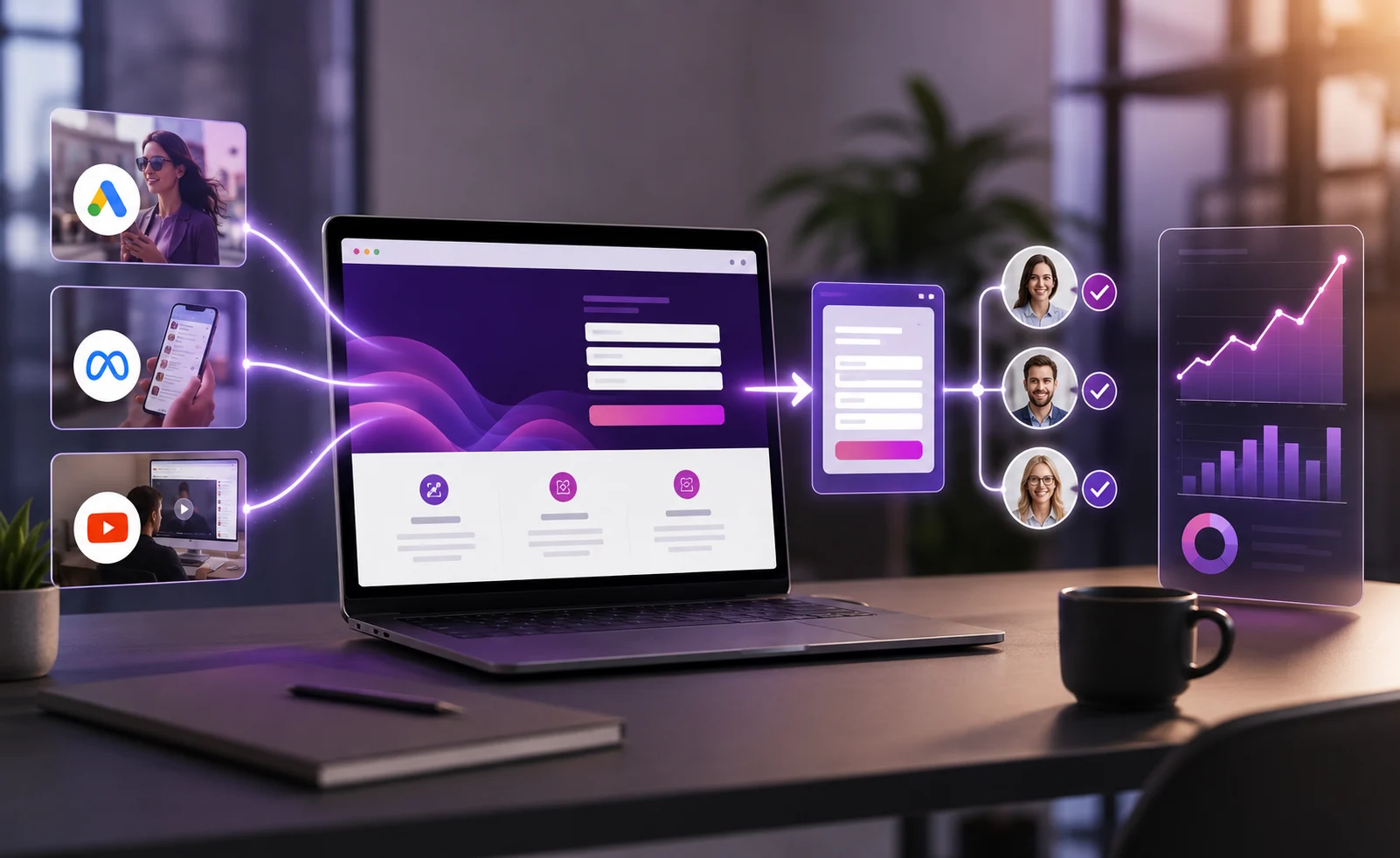 Landing page de servicio conectada con campañas y formulario para captar contactos cualificados