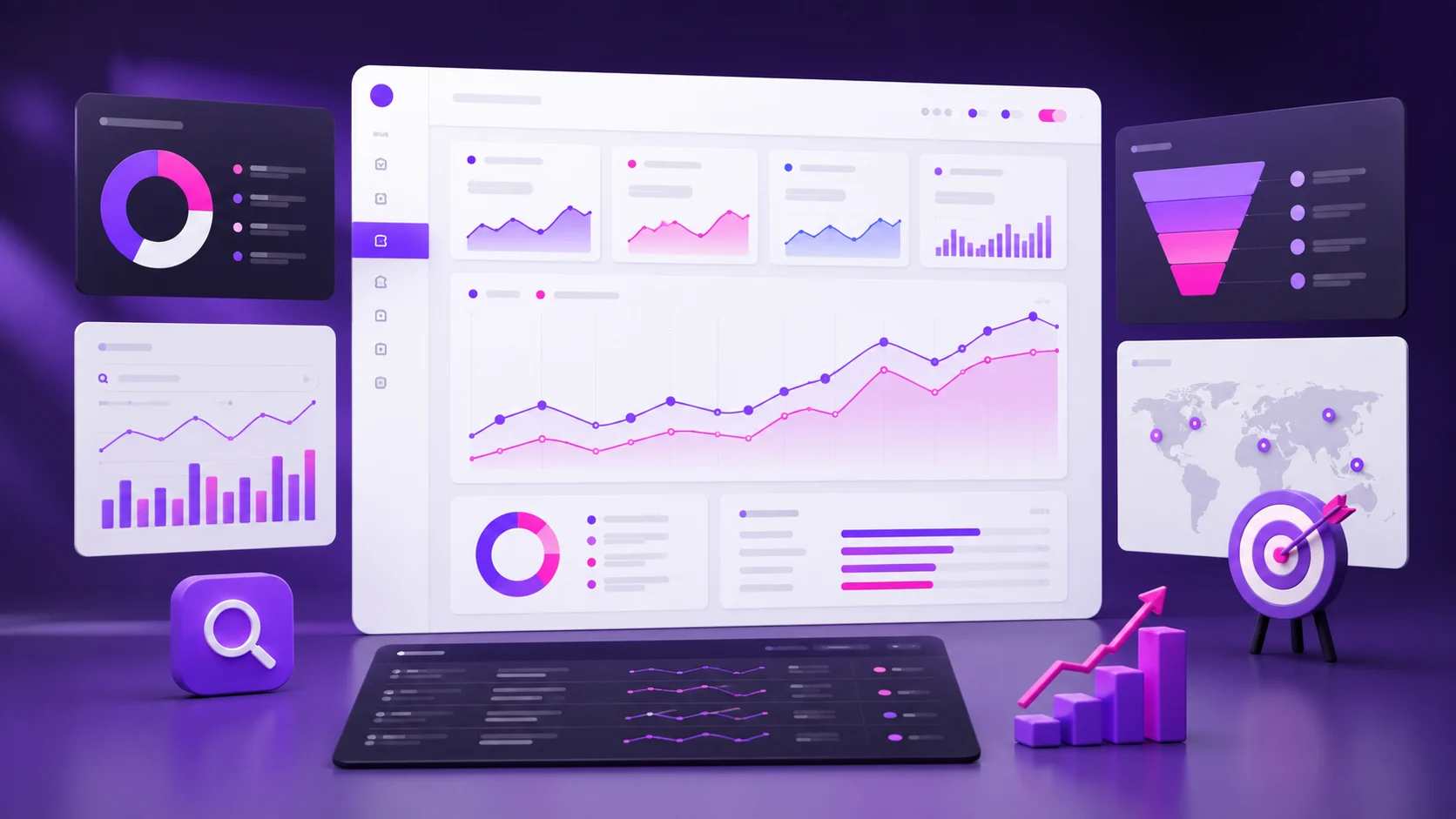 Dashboard de analítica SEO para medir clics, conversiones y visibilidad en búsquedas con IA