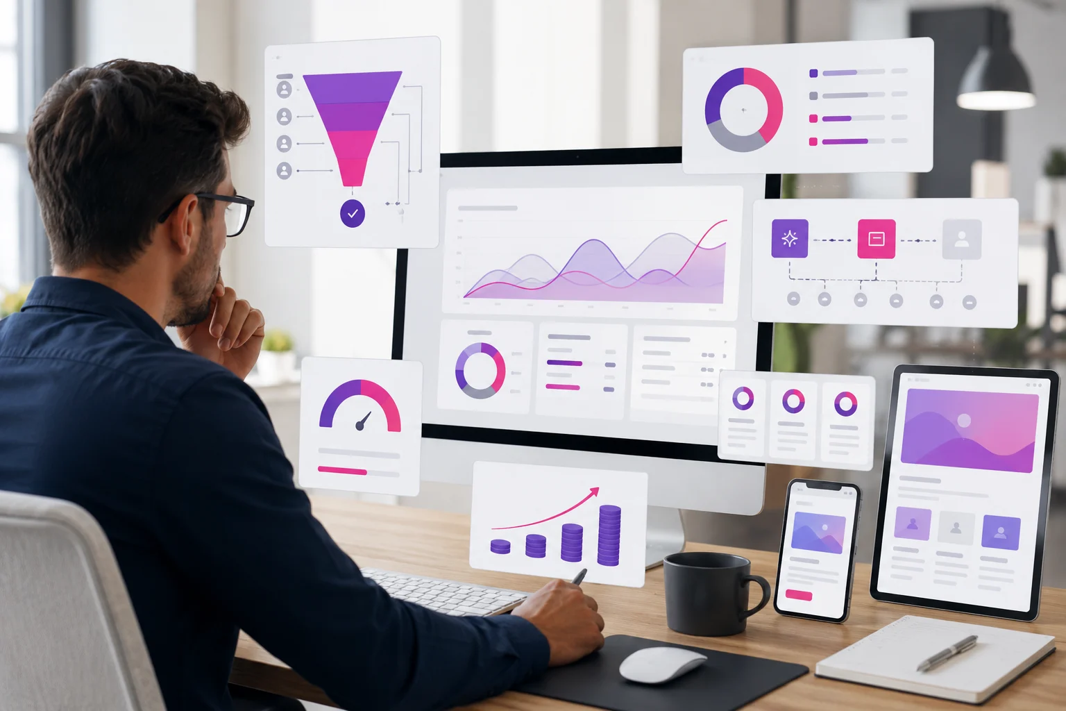 Consultor revisando campañas Performance Max en Google Ads con foco en rentabilidad y leads