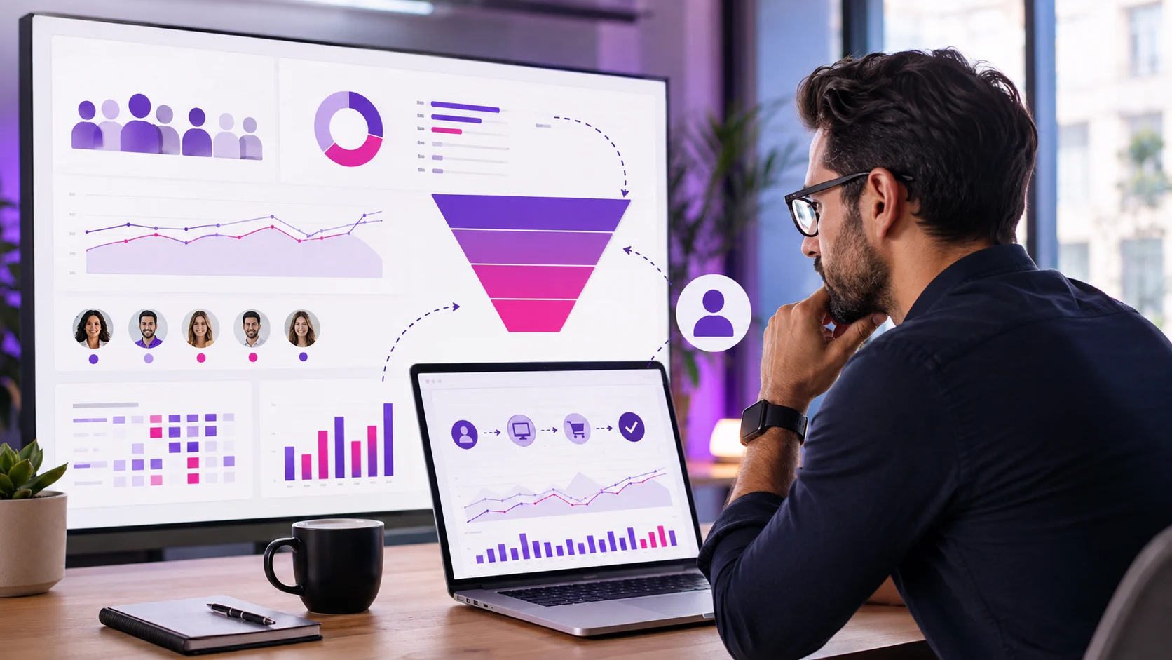 Consultor revisando audiencias de remarketing en Google Ads para recuperar visitantes y generar leads