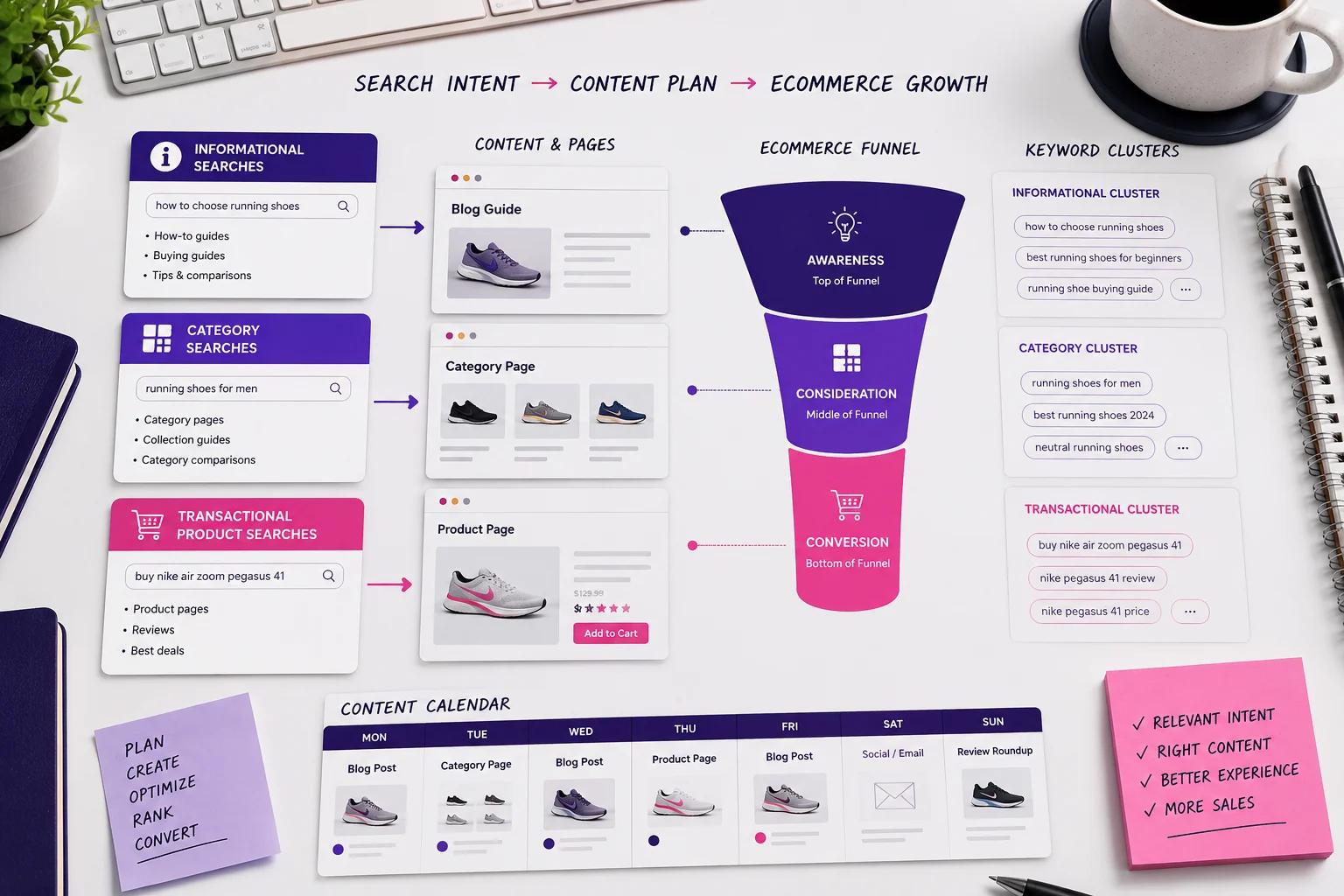 Plan de contenidos SEO para ecommerce según intención de búsqueda informativa y transaccional
