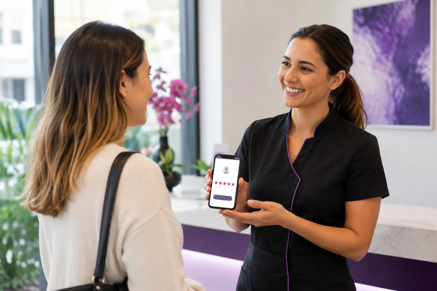 Negocio local pidiendo una reseña de Google a un cliente satisfecho de forma natural